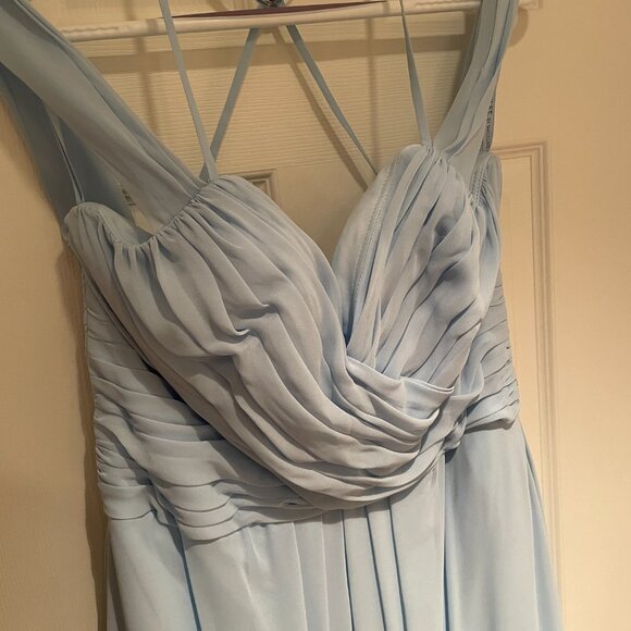Cold Shoulder Bridesmaid Dress in powder blue - Picture 4 of 9